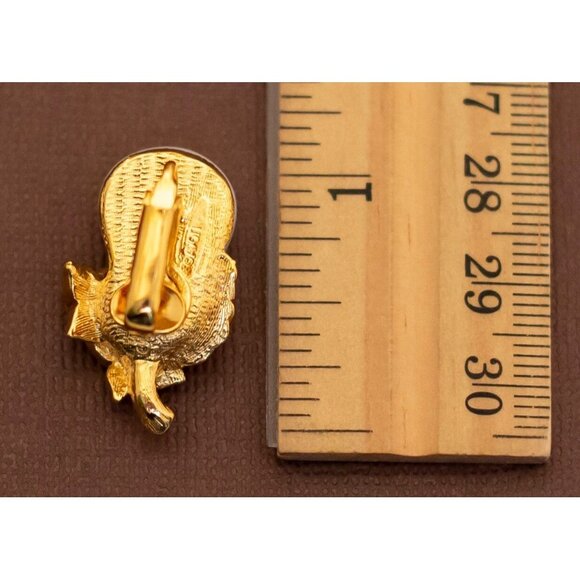 Vintage Pear Fruit Faux Pearl Clip On Earrings - U3 - Picture 4 of 4